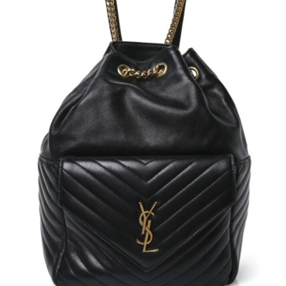 Saint Laurent Lambskin Matelasse Monogram Joe Backpack Black